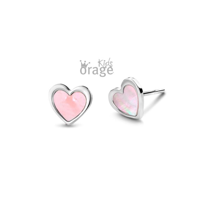 Orage Kids oorring hart roze zilver K2540