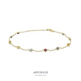 AA0011C/18  Armband geelgoud met gekleurde stenne 16+ 1+ 1cm