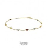 AA0011C/18  Armband geelgoud met gekleurde stenne 16+ 1+ 1cm