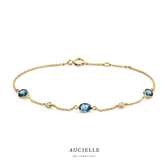 AA0077D
 
Armband YG 0.070ct Nat. Diam + London Blue Topaz 16+1+1cm