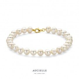 Aa0045F/19 parelarmband 6-6.5mm 18ct geelgouden slot 19cm