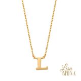 Lisa Mona 14K Geel Goud Ketting Letter L 38+2,5+2,5 cm