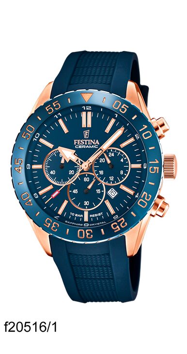 Festina ceramic met blauwe band 