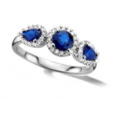 Y1512 wit gouden ring 18ct  met saffier en briljant 0.170ct 
