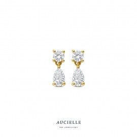 AE9005A
Oorhangers YG (rond + peer) 0.96ct LGD