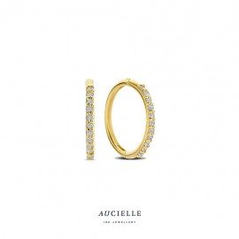 AE0248C creolen 18ct geelgoud zirconium 