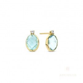 aucielle geelgouden oorringen 18ct topaas zirconium  ae0010c