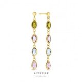 Ae0128c Oorslingers met pastel kleur 18ct geelgoud