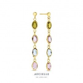 Ae0128c Oorslingers met pastel kleur 18ct geelgoud