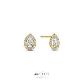 AE0208C oorringen geelgoud 18ct zirconium 