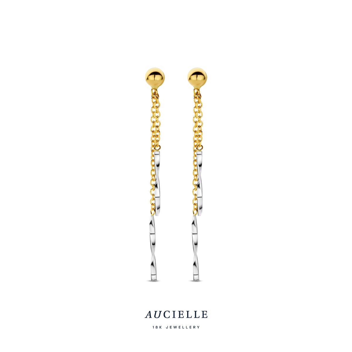 AE0308l Oorslingers 18ct geel & witgoud