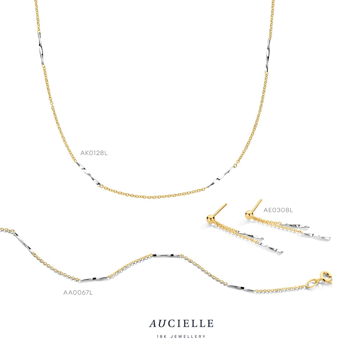 AE0308l Oorslingers 18ct geel & witgoud