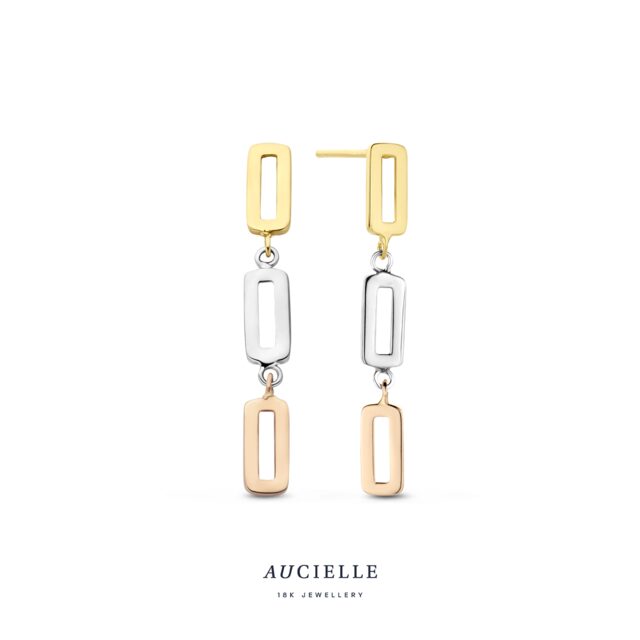 Aucielle oorring AE006L wit-geel -rose goud 18ct