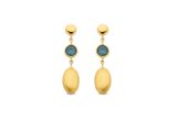 You and Me Geelgouden ooringen met Topaas london blue