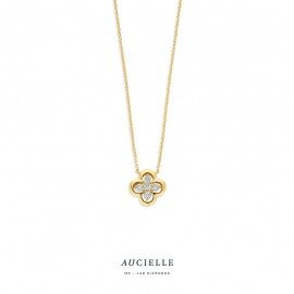 ak9016a/45 Ketting YG klaver 0.22ct LGD 4x 0.04ct 1x 0.06ct 39+2+2+2c