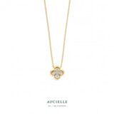 ak9016a/45 Ketting YG klaver 0.22ct LGD 4x 0.04ct 1x 0.06ct 39+2+2+2c