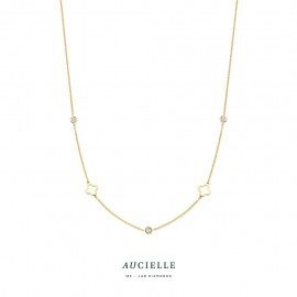 Ak9015a/45 Ketting YG bloem 0.183ct LGD 39+2+2+2cm