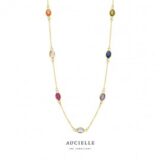 AK0069C/45 halsketting geelgoud 18ct met gekleurde zirconium Lengte 45cm