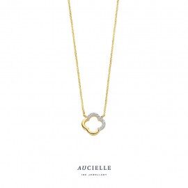 AK0088D/45  Ketting bloem 18ct goud briljant 0.04ct