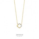 AK0088D/45  Ketting bloem 18ct goud briljant 0.04ct