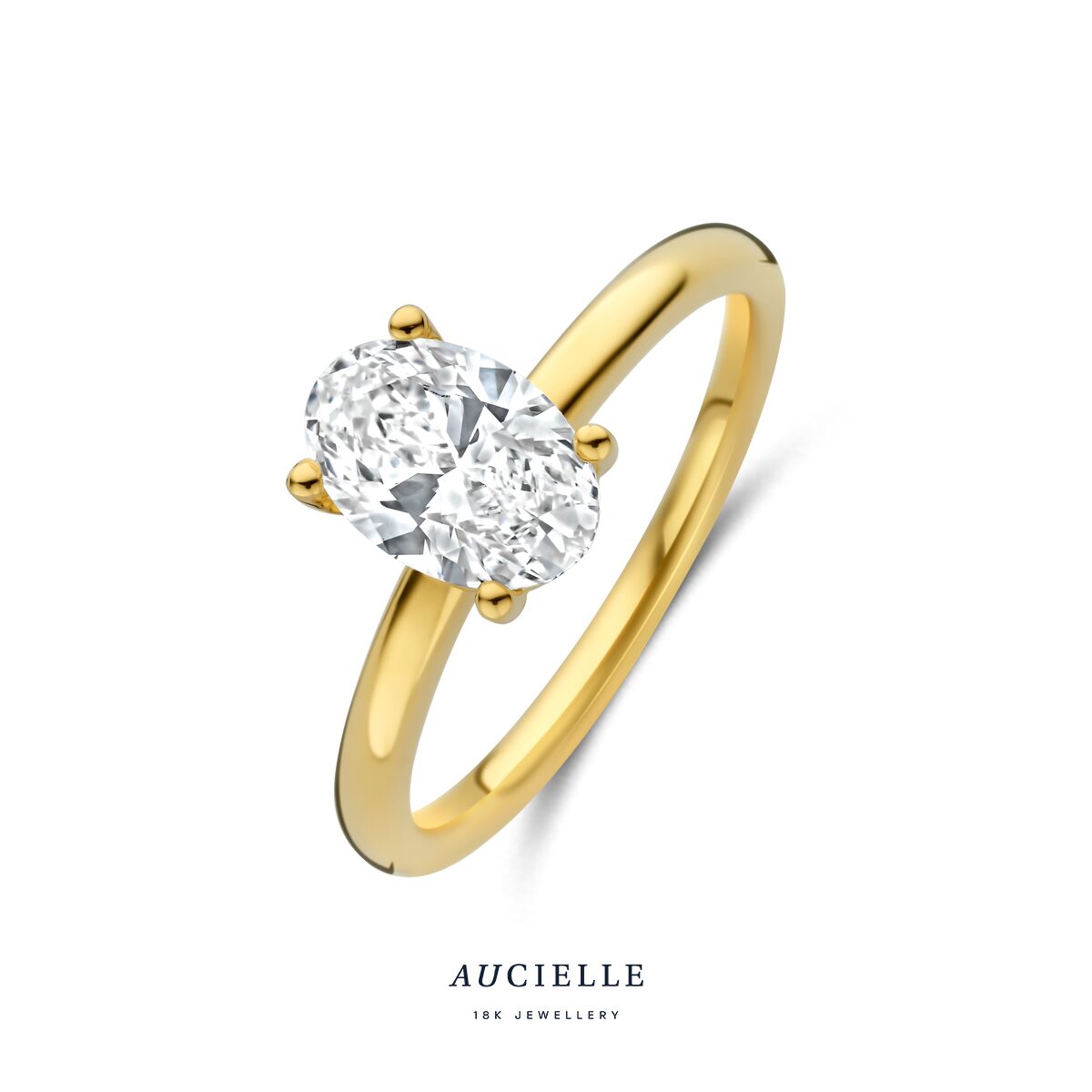 AR9014A
Ring YG solitaire 4 griffen ovaal 1.25ct LGD with certificate