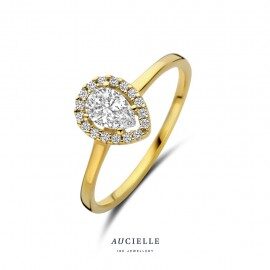 AR0104C ring geelgoud 18ct peer  zirconium