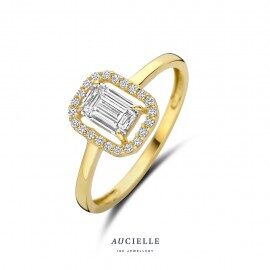 AR0103C ring 18ct  geelgoud zirconium