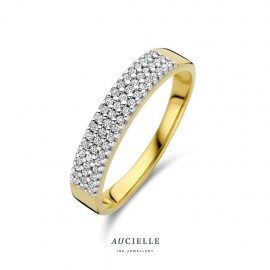 AR0133D Ring pav2 geelgoud met briljant 0.195ct