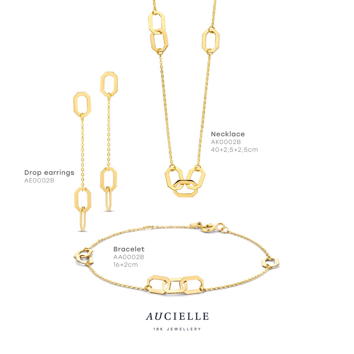 Aucielle armband AA0002B geelgoud 16+2cm