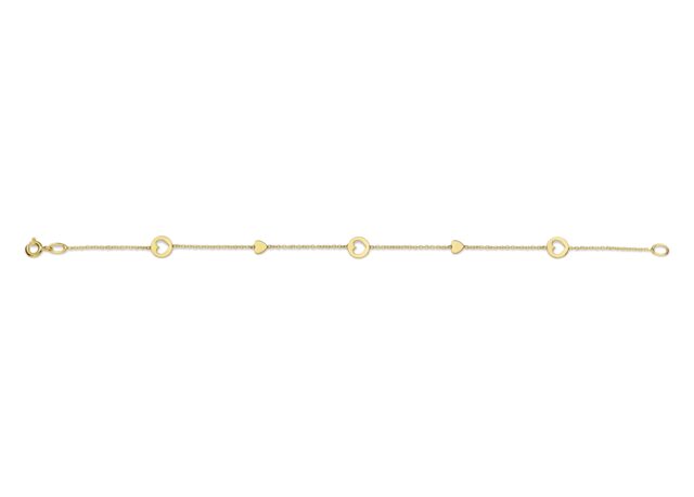 You and Me geelgouden armband met hartjes