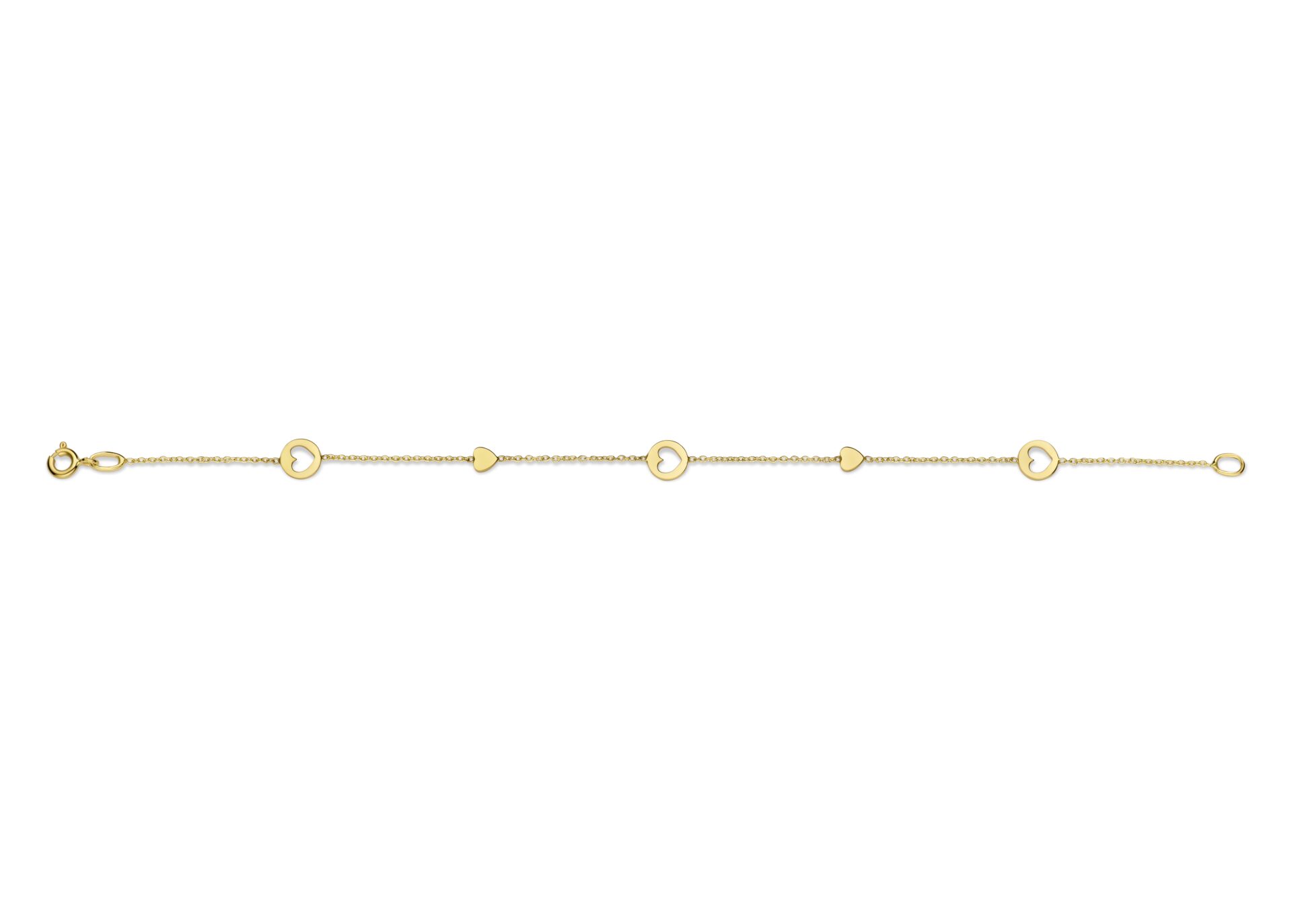 You and Me geelgouden armband met hartjes