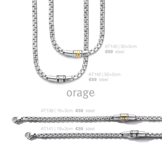 Orage armband heren staal zwart
