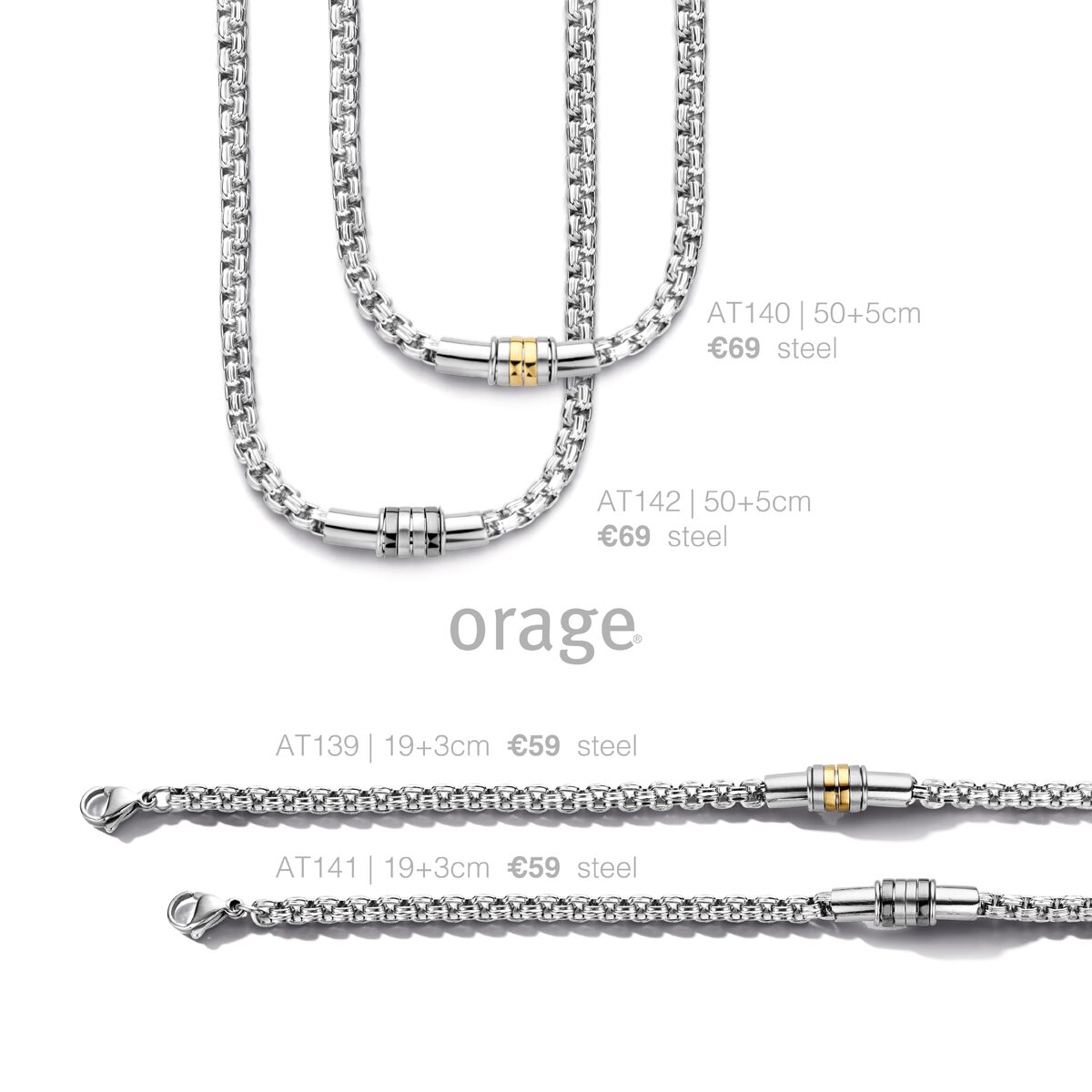 Orage armband heren staal zwart