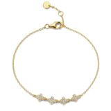  N4M64 Zilveren geel vergulde armband met 4 bloemmotieven + CZ 17+3cm Naiomy