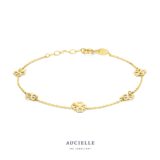 AA0021B  armband klavertjes geelgoud 18ct 16+2cm