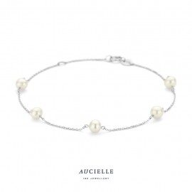 AA0023G/18 Armband Witgoud met parels