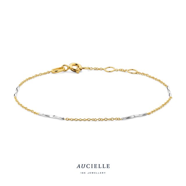 AA0067l/18 armband geel en witgoud 18ct 16+1+1 cm