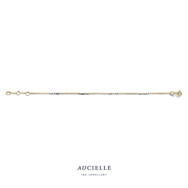 AA0067l/18 armband geel en witgoud 18ct 16+1+1 cm