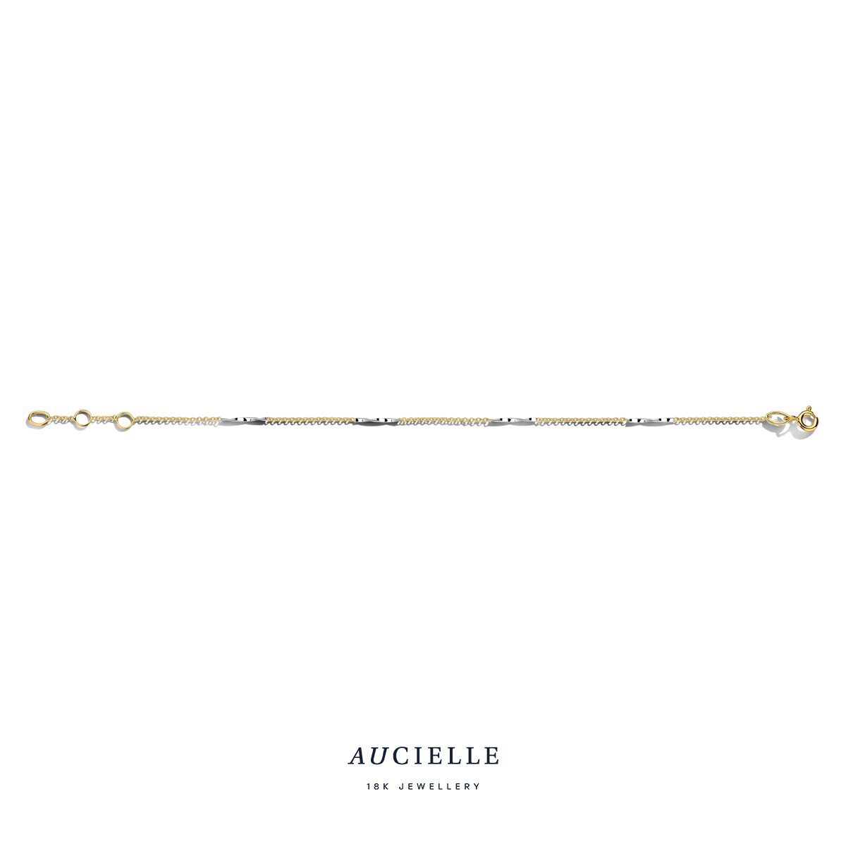AA0067l/18 armband geel en witgoud 18ct 16+1+1 cm