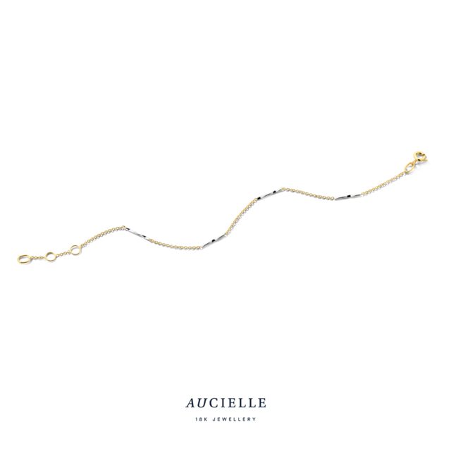 AA0067l/18 armband geel en witgoud 18ct 16+1+1 cm