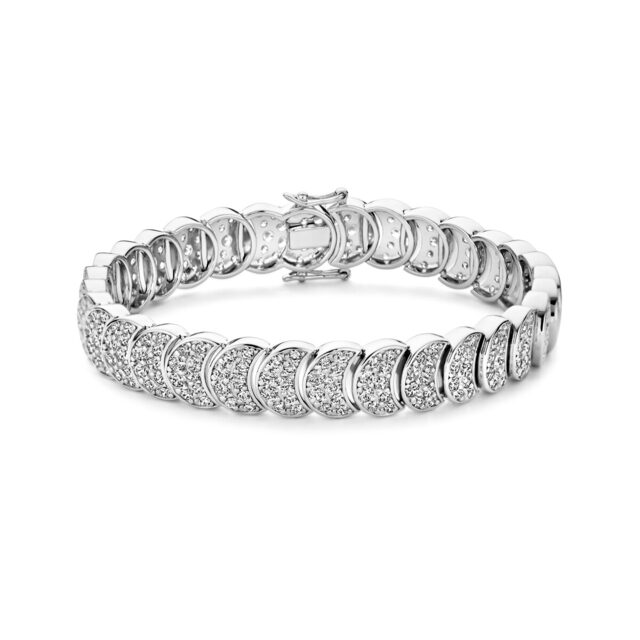 N4o54 Zilveren armband gezet met zirconium 19cm Naiomy