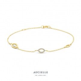Armband AA0016c/18  geelgoud 18 ct  16+1+1cm Zirconium