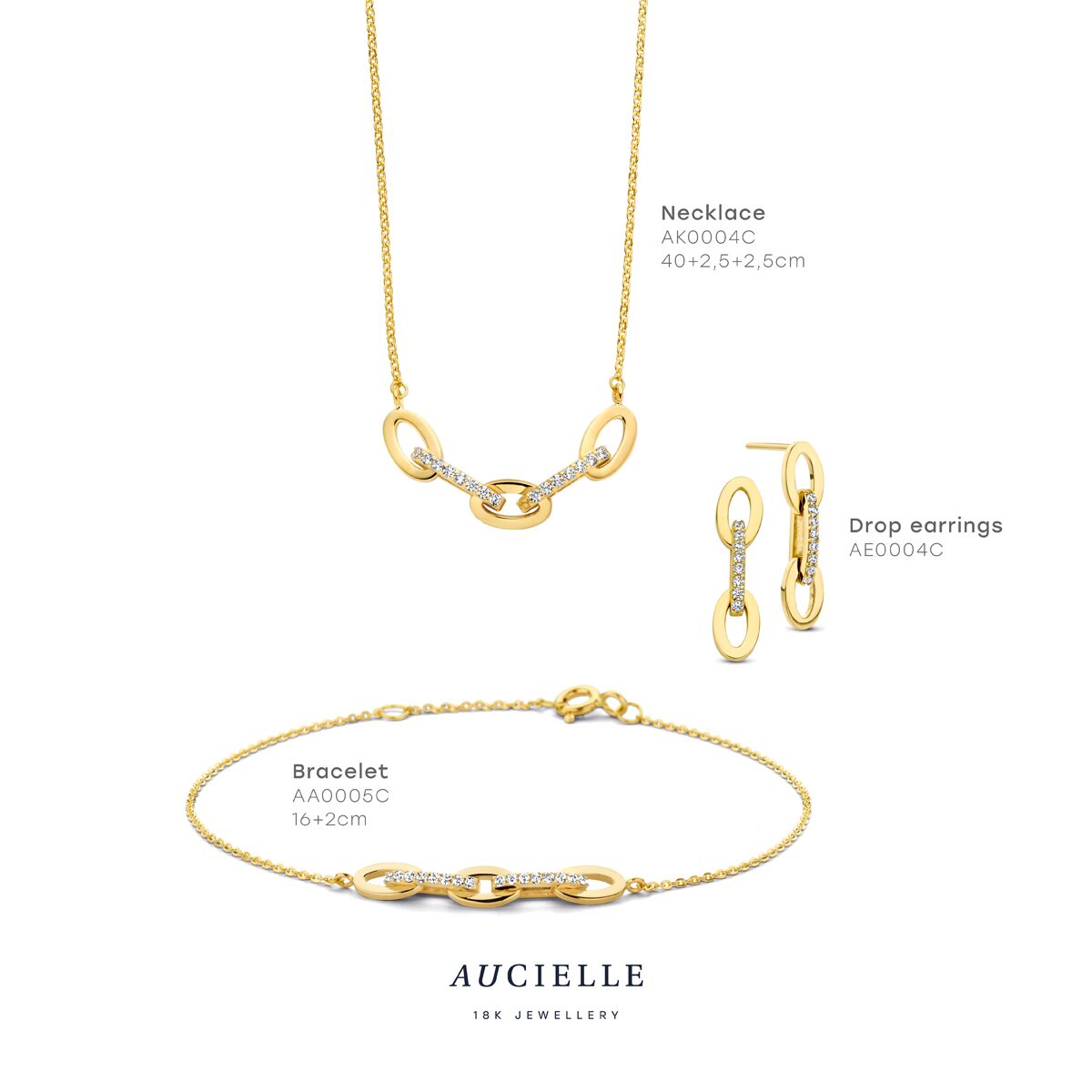Aucielle armband AA0005C geelgoud 18ct zirconium