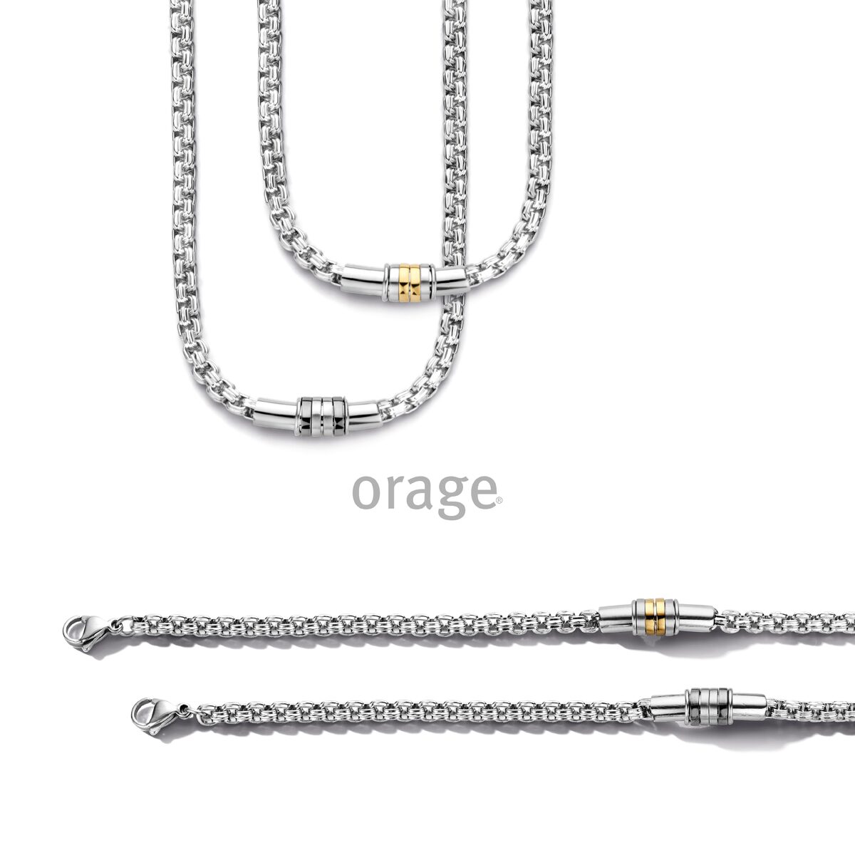 Orage armband heren staal bicolor geel