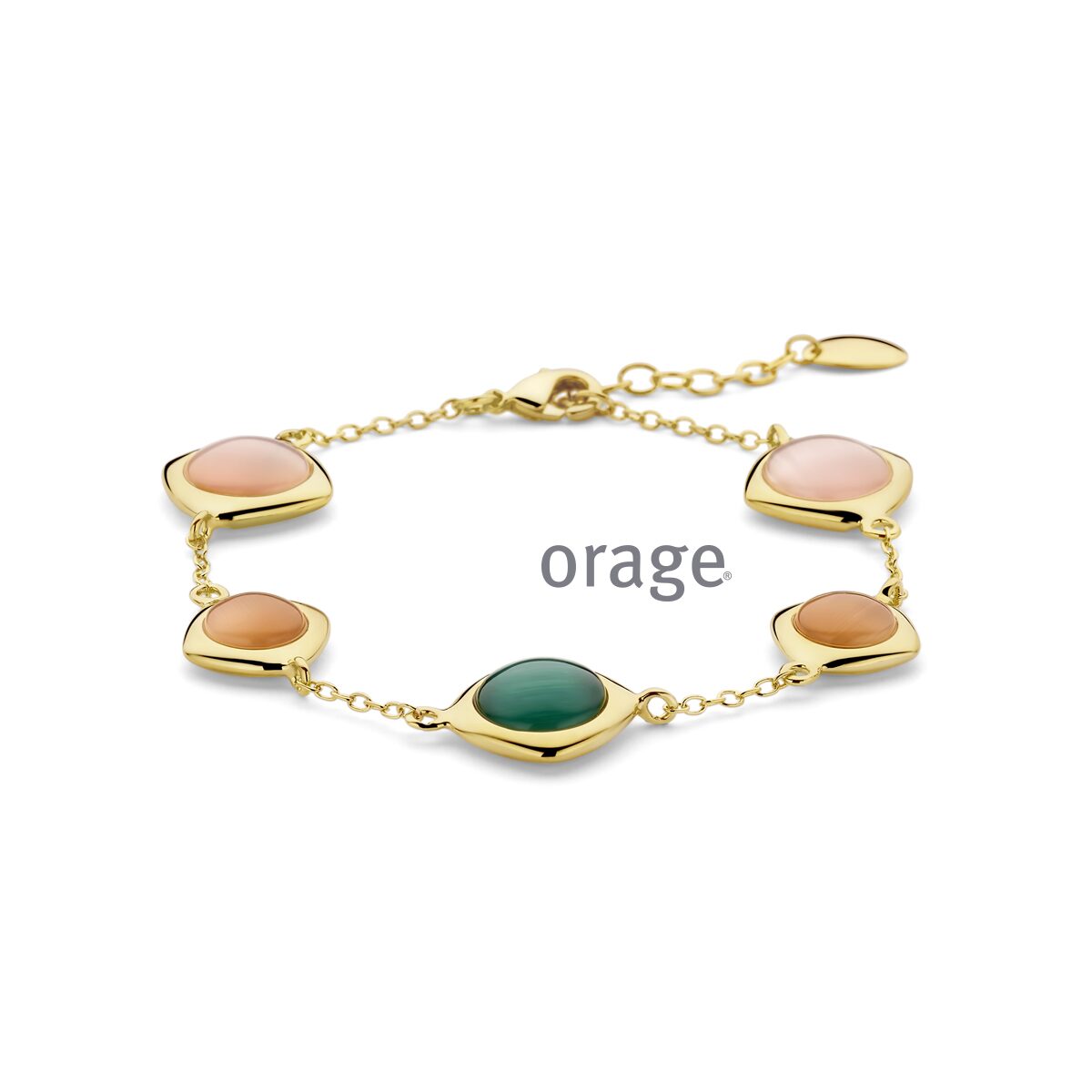Armband AW110 cat aye groen roze verguld geel