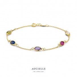 AA0041C /18 armband 18ct gelgoud met gekleurde zirconiums lengte 16+1+1 cm