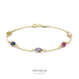 AA0041C /18 armband 18ct gelgoud met gekleurde zirconiums lengte 16+1+1 cm