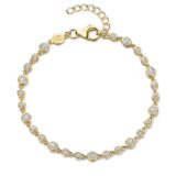 n4e56  Zilveren geel vergulde armband met zirconium 17 + 3cm Naiomy