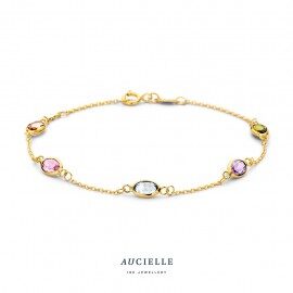 AA0022c/18  Armband 18ct geelgoud met pastel kleurtje