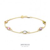 AA0022c/18  Armband 18ct geelgoud met pastel kleurtje